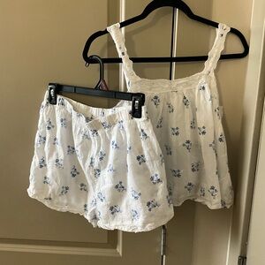 Joie Floral White and Blue Sleepwear Set